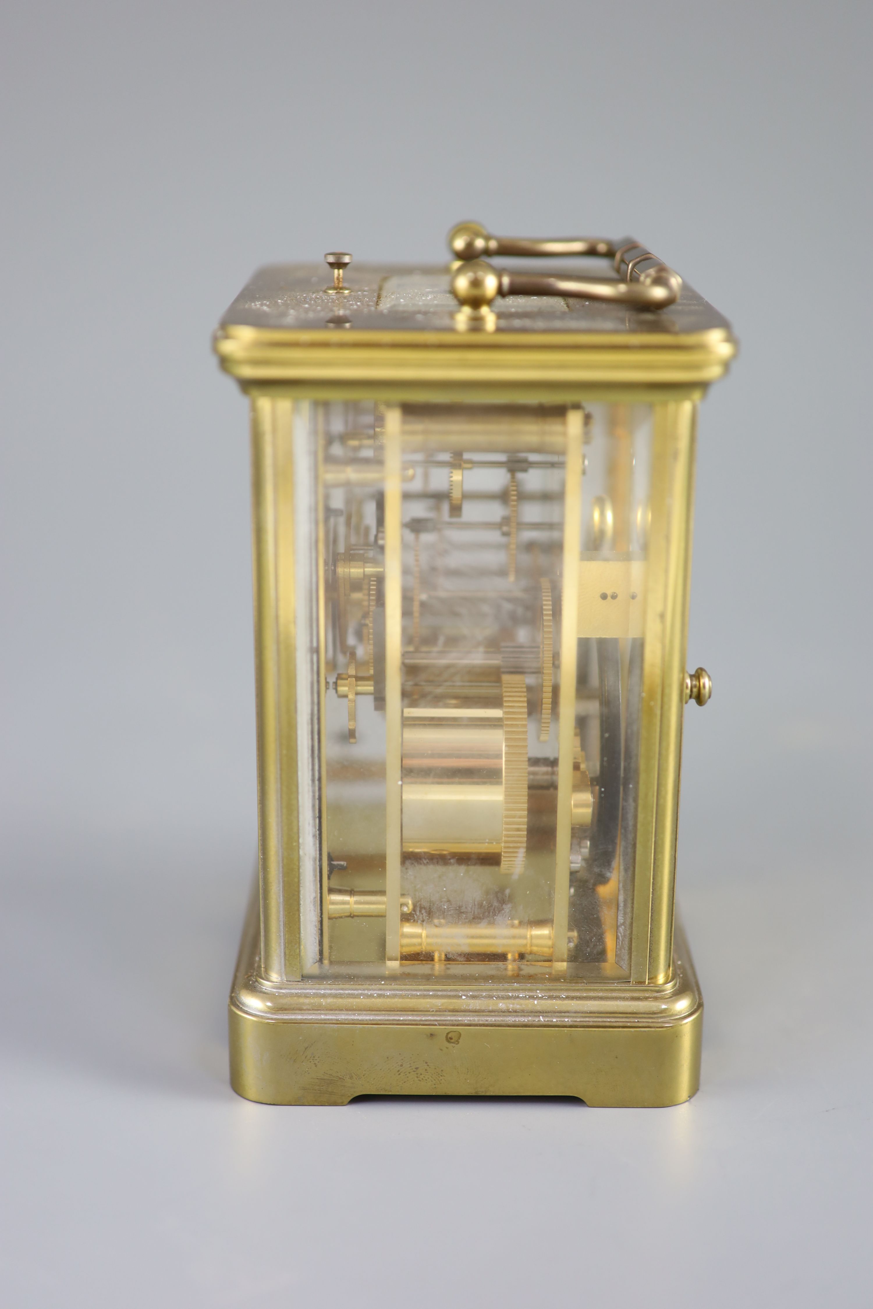 A large Swiss-made brass carriage clock, Matthew Norman, London, 20th century 14cm high.